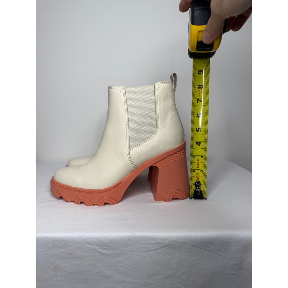 Sorel Brex Chelsea Boot Cream Leather Lug Platform Booties Spring Size 8 - Picture 12 of 12
